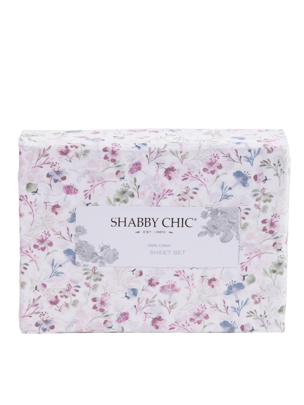 Shabby Chic Floral Cotton Sheet Set in Pink, Blue and Green